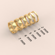 14k Gold Hammered Wedding Band – 3mm Classic Domed Ring for Men & Women – Simple Solid Gold Band