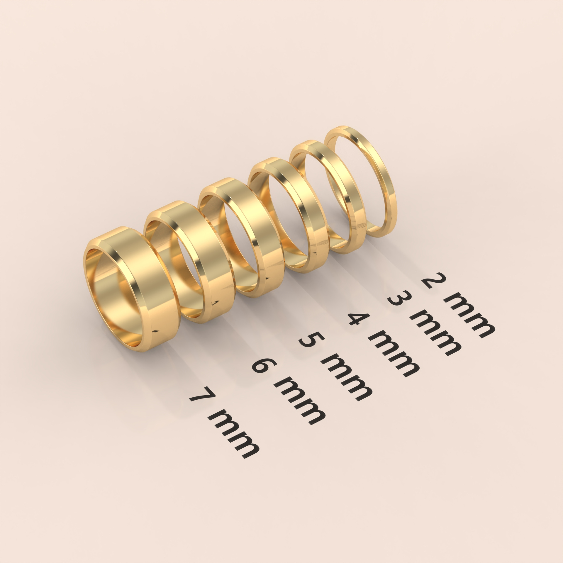 18k Solid Yellow Gold Wedding Band - Beveled Edge Matte Classic Ring for Men & Women - Simple Plain Wedding Band