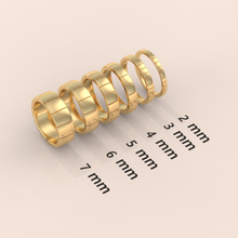 18K Gold Wedding Band, 6mm Brushed Shiny Beveled Flat Ring in White, Yellow or Rose Gold, Perfect for Him & Her