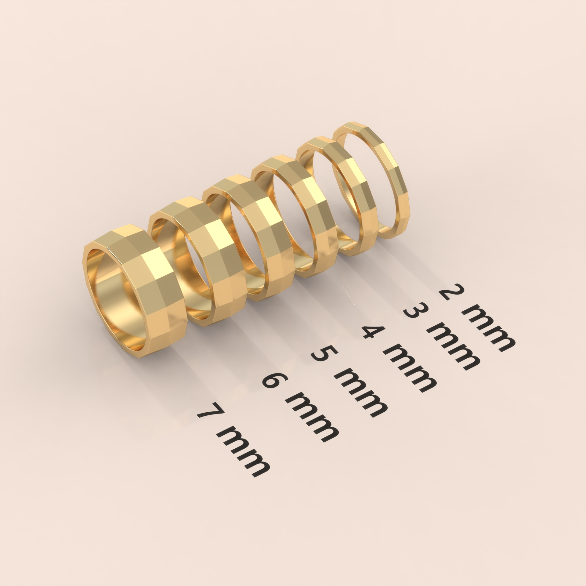 18kt Yellow Gold Mens Wedding Band, Classic 6mm Faceted Ring, Simple Solid Gold Wedding Band for Him, Timeless & Elegant Design