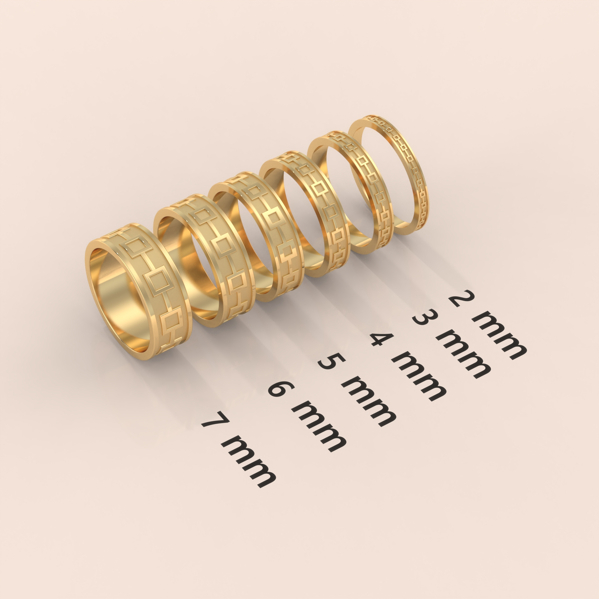 18k Solid Gold Men’s Celtic Wedding Band – 7mm Yellow Gold Ring for Him – Unique Gold Celtic Knot Design