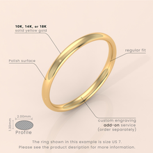 18k Solid Yellow Gold Wedding Band - Polished Comfort Fit Classic Ring for Men & Women - Simple Plain Design