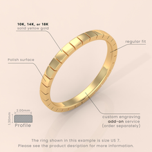18K Gold Wedding Band, 6mm Brushed Shiny Beveled Flat Ring in White, Yellow or Rose Gold, Perfect for Him & Her