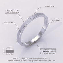 925 Sterling Silver Wedding Band – Beveled Edge Matte Finish – Classic Simple Ring for Men & Women