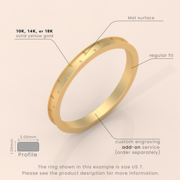 14k Solid Yellow Gold Flat Milgrain Wedding Band – 3mm Classic Comfort Fit Ring for Men & Women – Custom Engraving Available