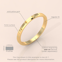 10k Yellow Gold Wedding Band, 6mm Brushed Men's Ring, Classic Beveled Edge, Simple & Elegant Wedding Band for Him