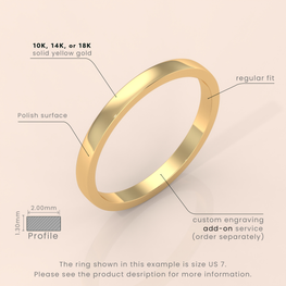 18k 5mm Yellow Gold Flat Wedding Band – Polished Solid Gold Ring for Men & Women | Elegant Plain Gold Band