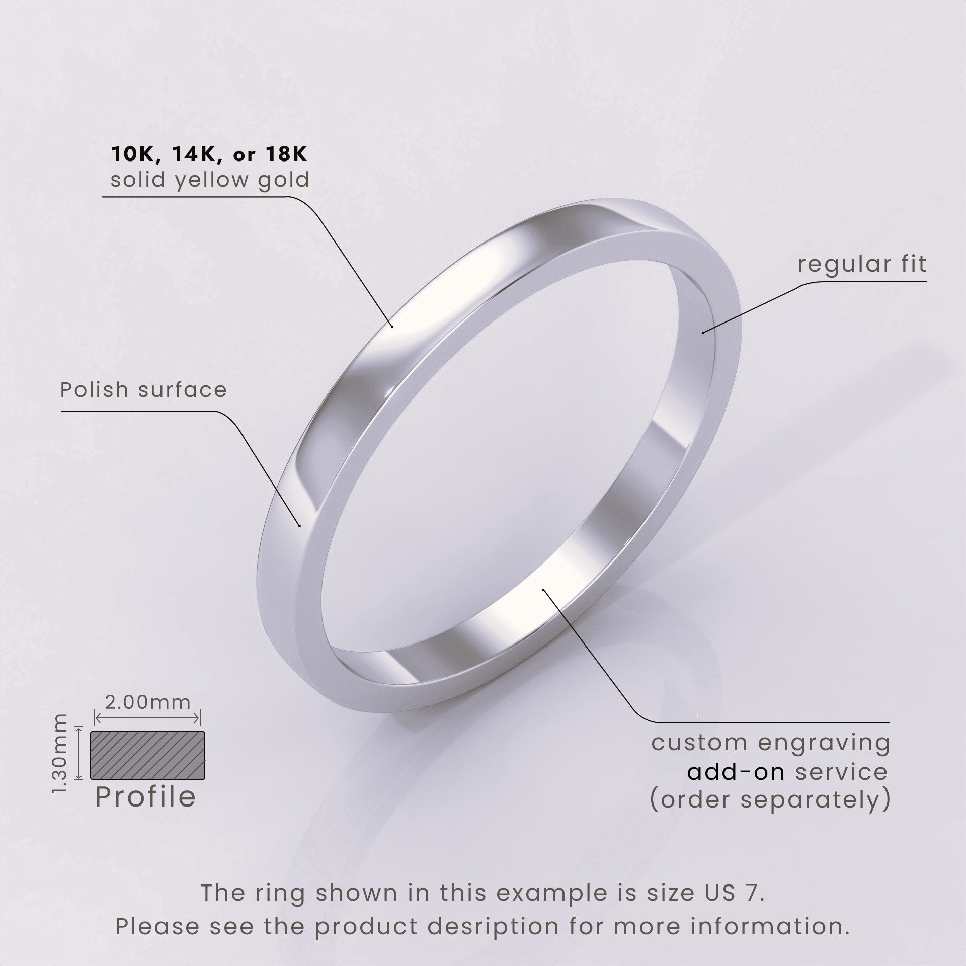 925 Sterling Silver 5mm Flat Wedding Band | Polished Silver Ring for Men & Women | Elegant Plain Silver Band