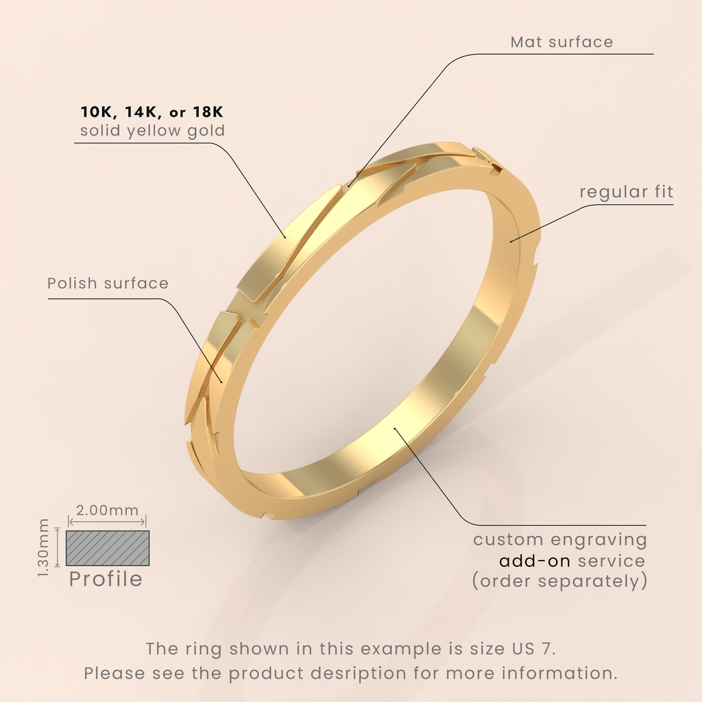 18k Gold Ribbed Band – Thick Plain Stacking Ring, Minimalist Vintage Style Jewelry for Scottie Lovers