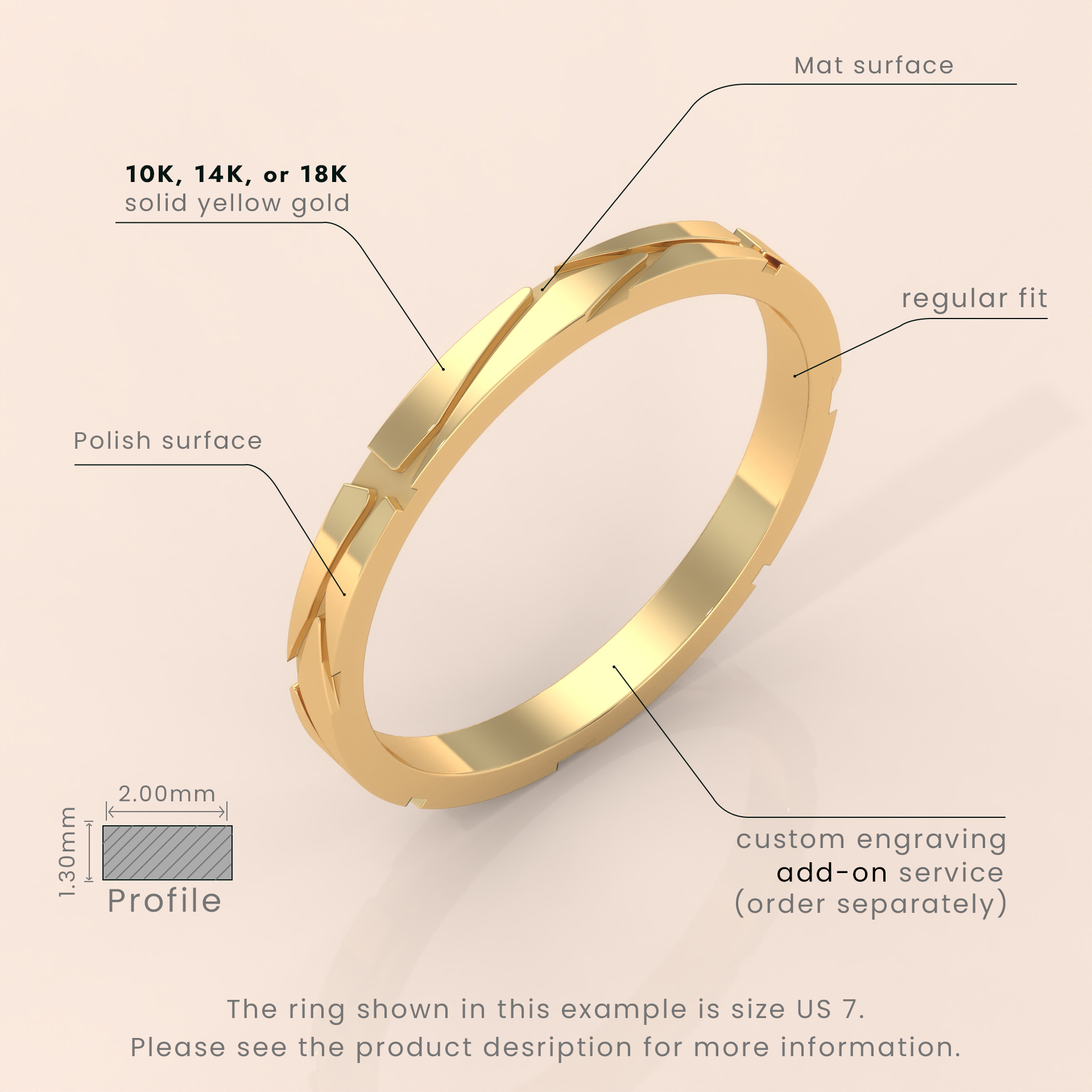 18k Gold Ribbed Band – Thick Plain Stacking Ring, Minimalist Vintage Style Jewelry for Scottie Lovers