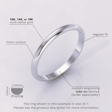 925 Sterling Silver Wedding Band – Polished Dome Classic Ring for Men & Women – Plain Simple Domed Band