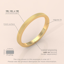 18k Solid Gold Men’s Wedding Band – 7mm Mid-Beveled Ring with Accented Details – Classic Gold Band for Him