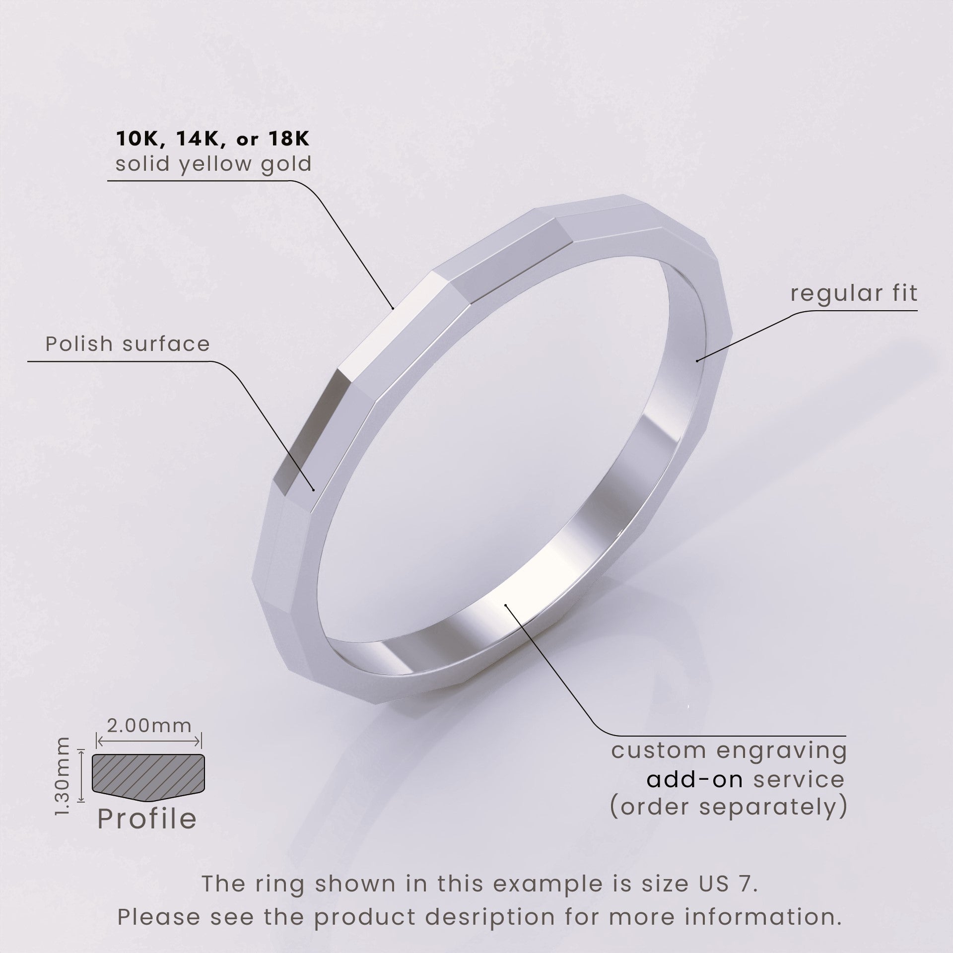 925 Sterling Silver Men's Wedding Band, Classic 6mm Faceted Ring, Simple Solid Silver Wedding Band for Him, Timeless & Elegant Design