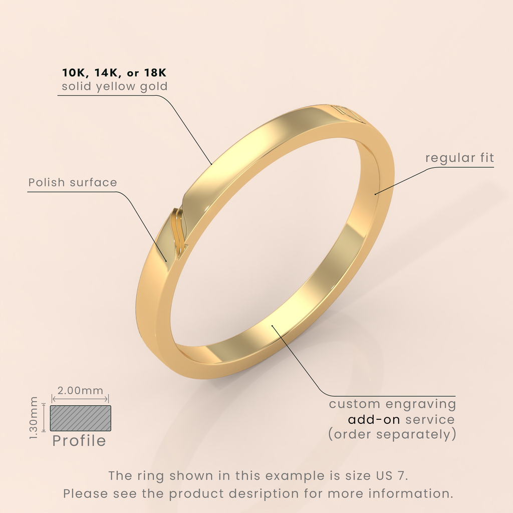 10k 6mm Solid Yellow Gold Infinity Wedding Band – Rustic Men's Ring with Custom Gold Color Options