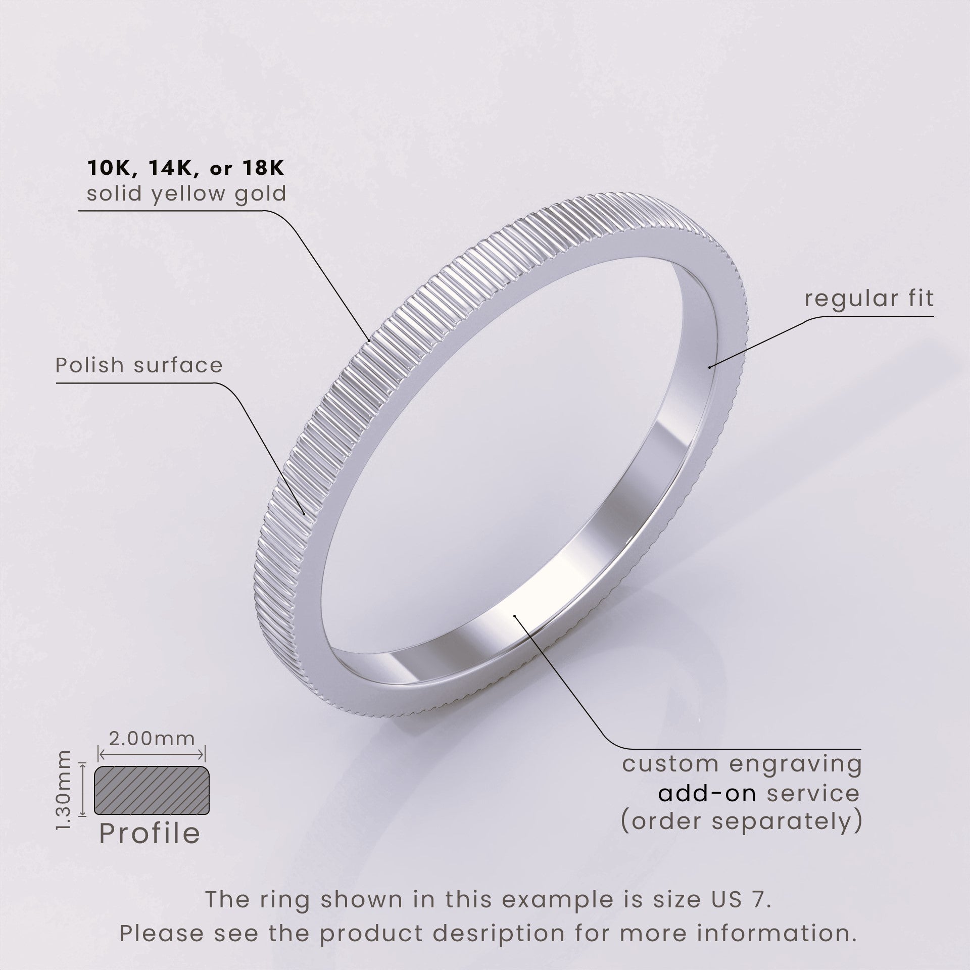 925 Sterling Silver 7mm Men's Wedding Band • Mid-Beveled Ring with Accented Details for Him