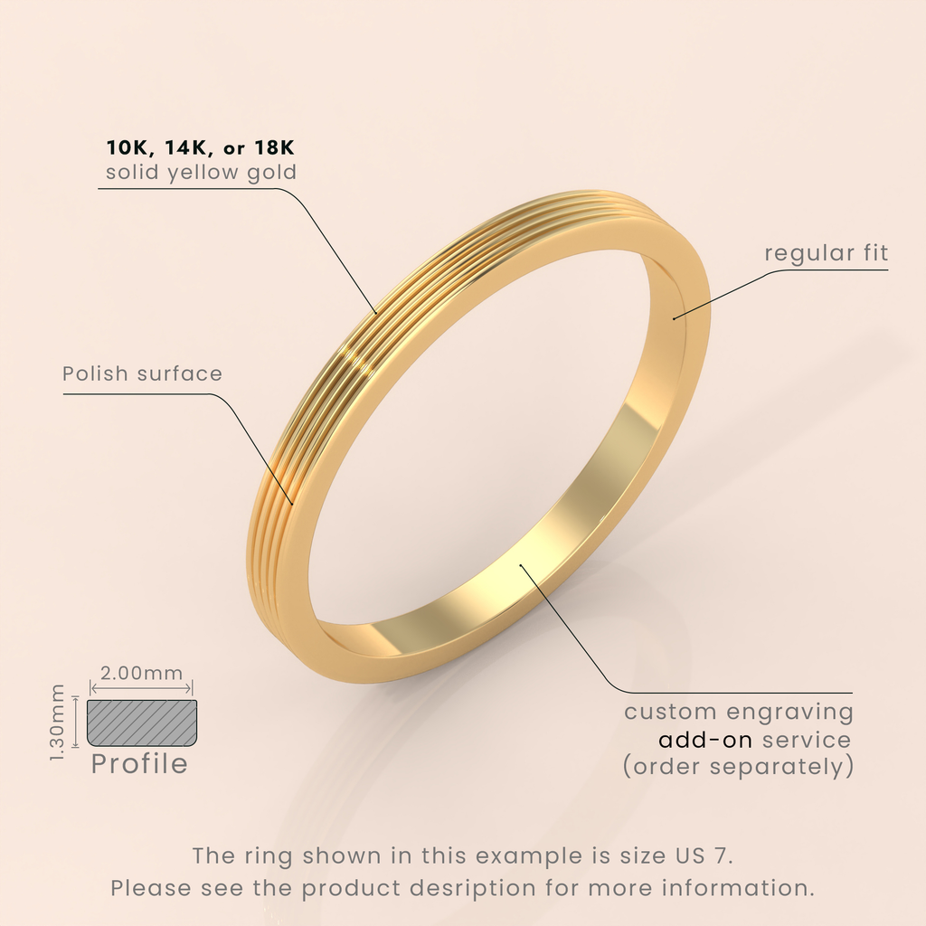 18k Yellow Gold Men’s Wedding Ring – 7.5mm Wide Band with Unique Crafted Design for Your Special Day