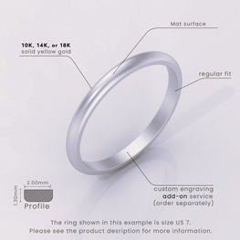 925 Sterling Silver 2mm Beveled Wedding Band | Matte Finish Beveled Edge | Silver Ring for Men & Women