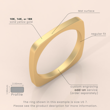 18kt Yellow Gold Mens Wedding Band | 6mm Brushed Square Ring | Comfortable Euro Shank Design for Men
