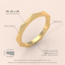18k Gold Hammered Wedding Band – 3mm Classic Domed Ring for Men & Women – Simple Solid Gold Band