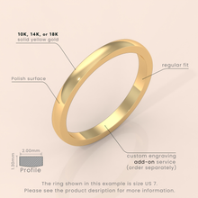 10k Solid Yellow Gold Wedding Band • Polished Comfort Fit Classic Ring for Men & Women • Simple Plain Design