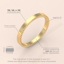 18k Solid Yellow Gold Flat Wedding Band - Polished Comfort Fit Classic Ring for Men & Women - Simple Wedding Band