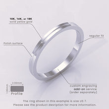925 Sterling Silver 6mm Grooved Block Men's Wedding Band – Modern & Simple Design Silver Ring