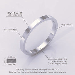 925 Sterling Silver Flat Wedding Band – Matte Finish Classic Ring for Men & Women – Simple Plain Wedding Band
