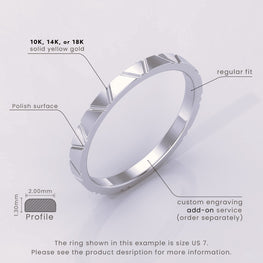925 Sterling Silver Textured Wedding Band – Thin Fluted Stackable Ring – Dainty, Delicate & Unique Design, Perfect for Stacking