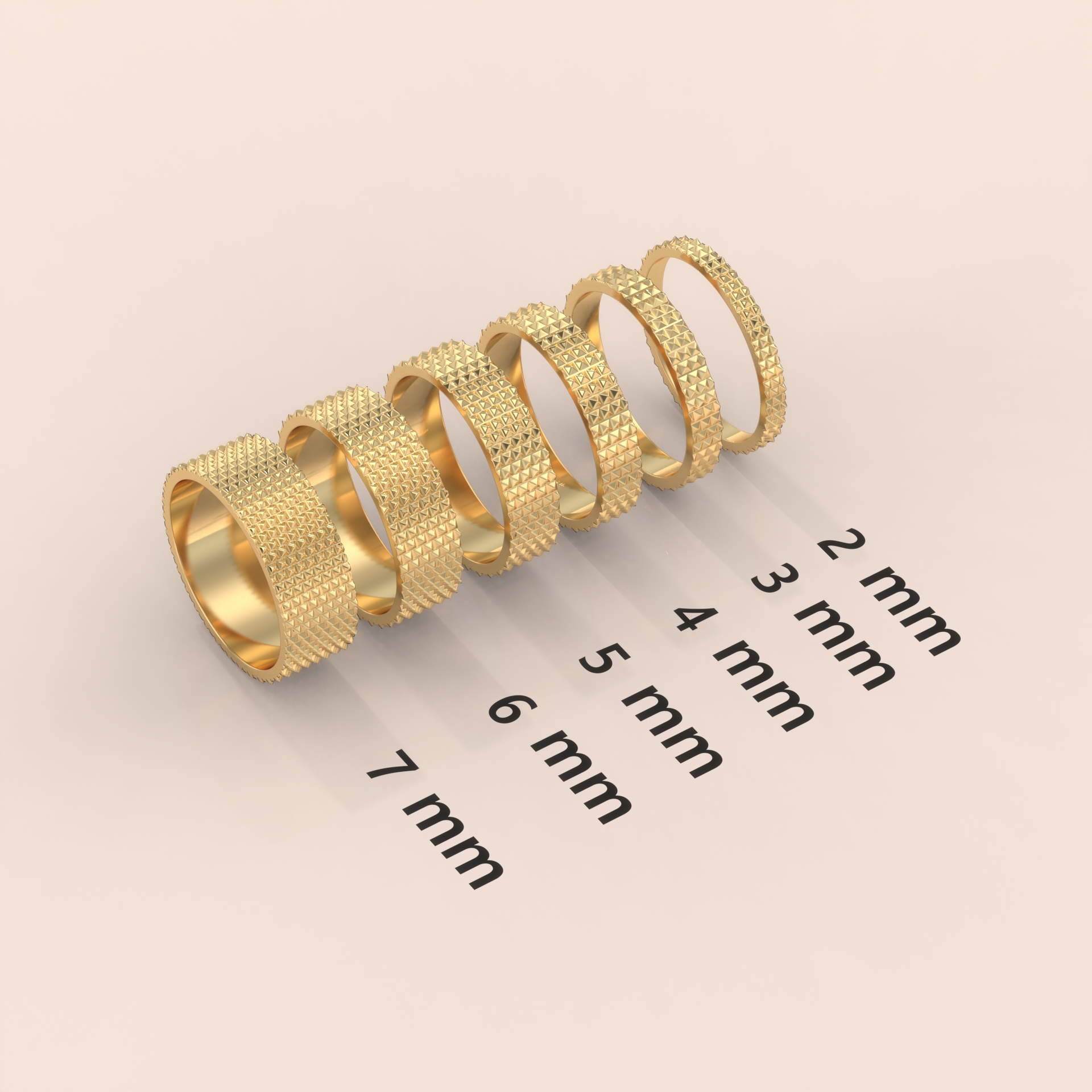 14k Solid Yellow Gold Hammered Wedding Band – Textured Flat Ring for Men & Women | His Hers Couples Ring