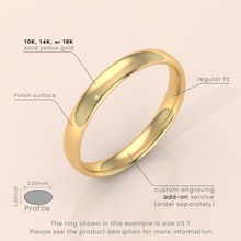 18k Solid Yellow Gold Wedding Band - Polished Comfort Fit Classic Ring for Men & Women - Simple Plain Design