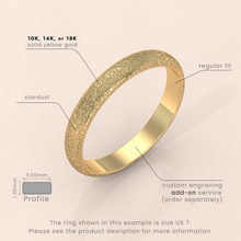 18k 4mm Solid Yellow Gold Domed Wedding Band – Ice-Matte Finish Classic Ring for Men & Women | Simple Plain Design