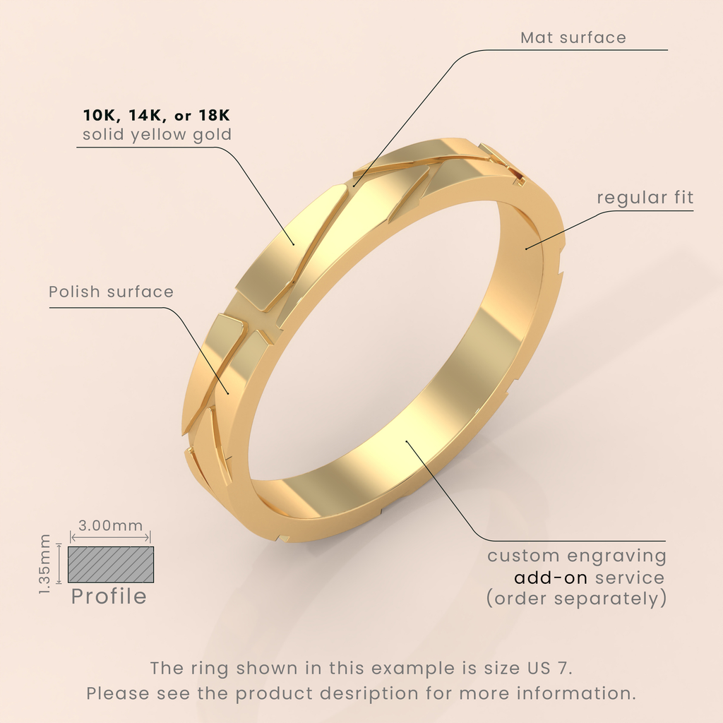 18k Gold Ribbed Band – Thick Plain Stacking Ring, Minimalist Vintage Style Jewelry for Scottie Lovers