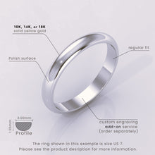 925 Sterling Silver Wedding Band – Polished Dome Classic Ring for Men & Women – Plain Simple Domed Band