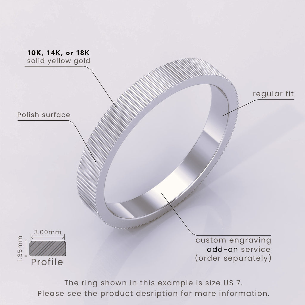 925 Sterling Silver 7mm Men's Wedding Band • Mid-Beveled Ring with Accented Details for Him
