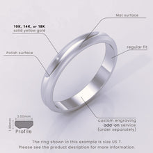 925 Sterling Silver Men's Grooved Wedding Ring | Brushed Silver Wedding Band, Engagement & Anniversary Ring for Him