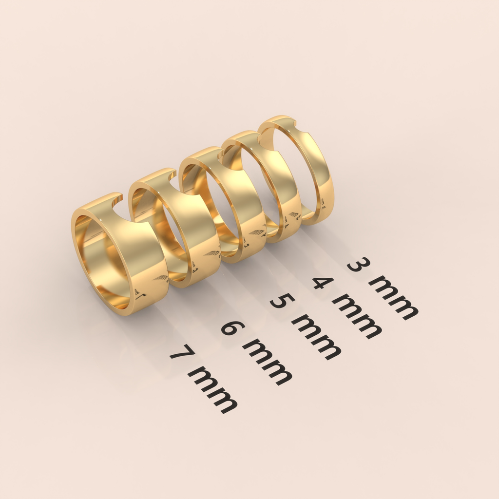18k U-Shape Curved Wedding Band – Minimalist Thick Gold Ring | Stacking Matching Band & Notched Statement Ring