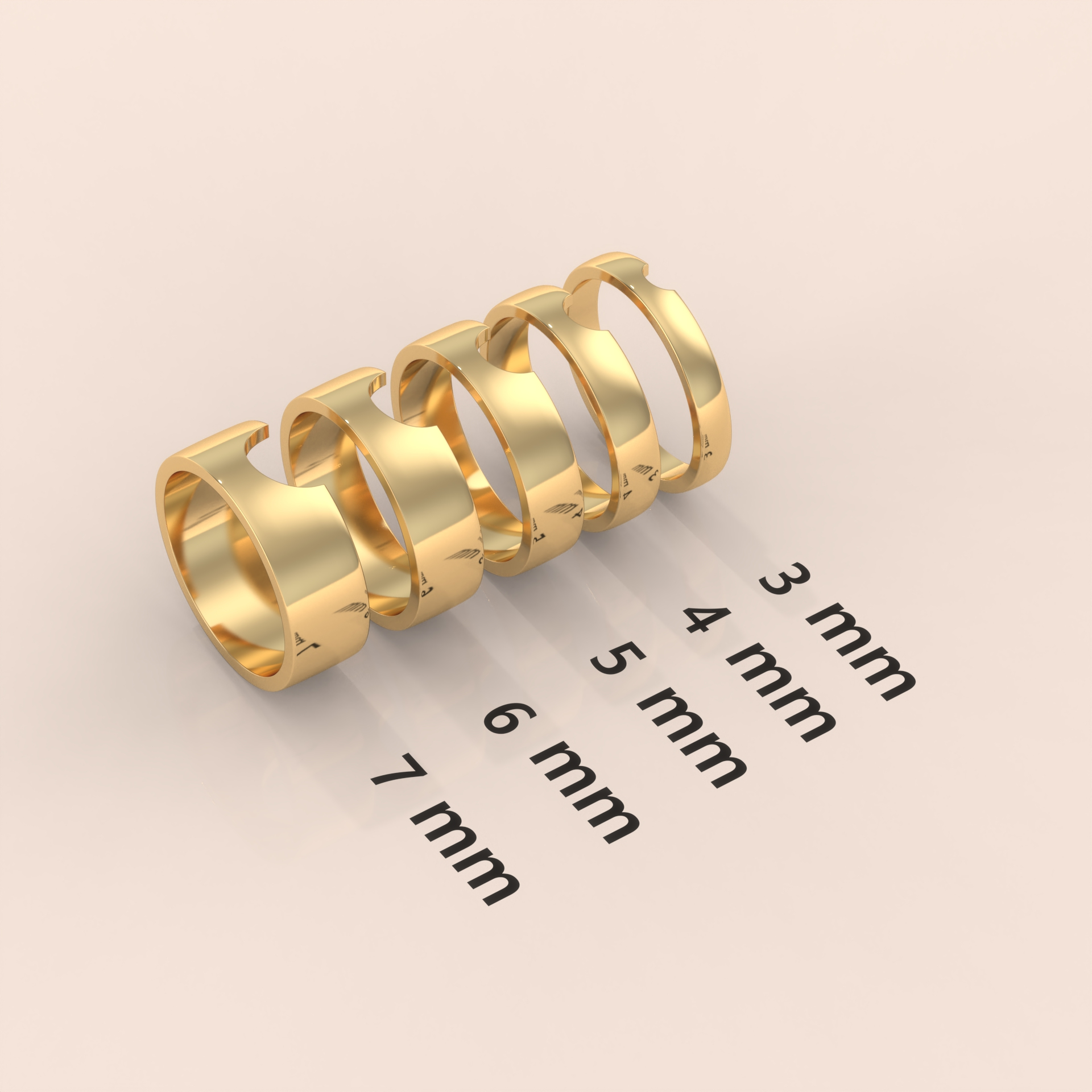 18k U-Shape Curved Wedding Band – Minimalist Thick Gold Ring | Stacking Matching Band & Notched Statement Ring