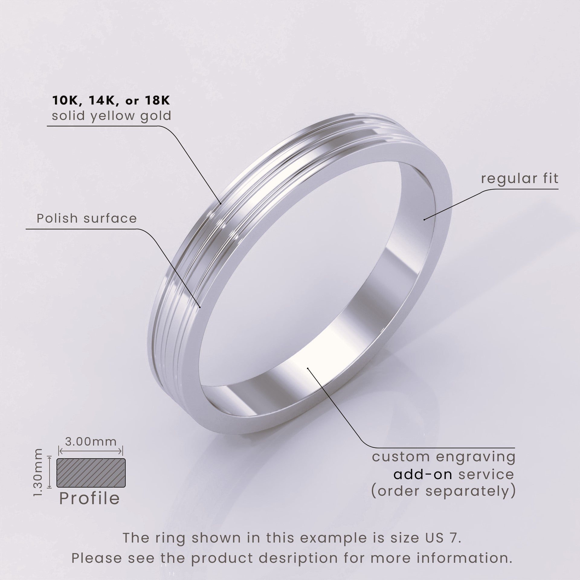 925 Sterling Silver 6mm Men's Wedding Band – Sharp Double Grooves, Classic Solid Silver Wedding Ring, Men's Wedding Anniversary Ring