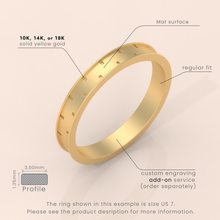 18k Solid Yellow Gold Flat Milgrain Wedding Band – 3mm Classic Comfort Fit Ring for Men & Women – Custom Engraving Available