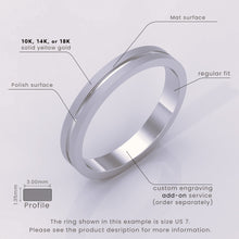 925 Sterling Silver 6mm Men's Wedding Band – Grooved Design, Silver Options in Yellow, White, or Rose – Unique Fancy Accents