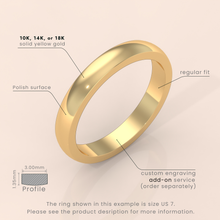 14k Solid Yellow Gold Wedding Band • Polished Comfort Fit Classic Ring for Men & Women • Simple Plain Design