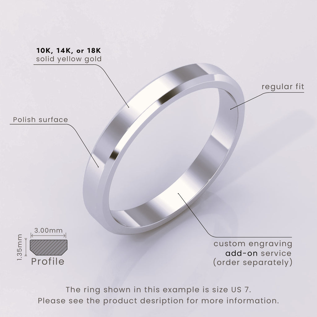 925 Sterling Silver Wedding Band – Beveled-Edge Matte Finish – Classic Simple Ring for Men & Women