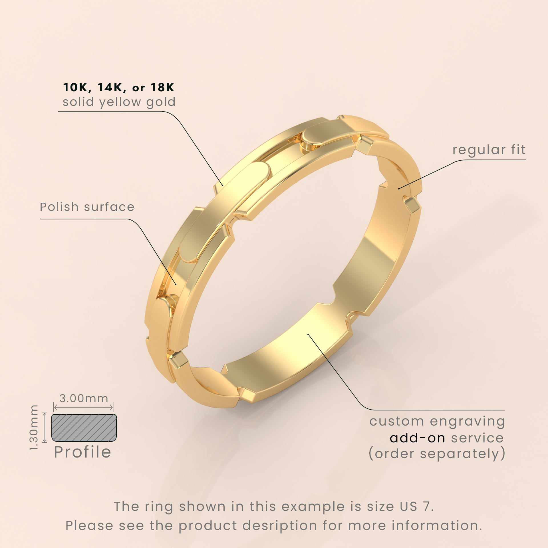 18k Elegant Yellow Gold Wedding Band – Unique Timeless Ring for Special Occasions & Bridal Moments | Commitment Jewelry