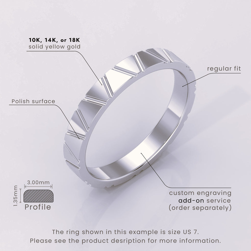 925 Sterling Silver Textured Wedding Band – Thin Fluted Stackable Ring – Dainty, Delicate & Unique Design, Perfect for Stacking