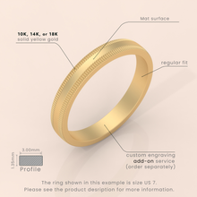 18K Yellow Gold Wedding Band - Ccv Milgrain Ring - Polished Comfort Fit Wedding Band for Men & Women - Classic Gold Band