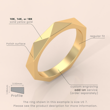 18k Gold Hammered Wedding Band – 3mm Classic Domed Ring for Men & Women – Simple Solid Gold Band