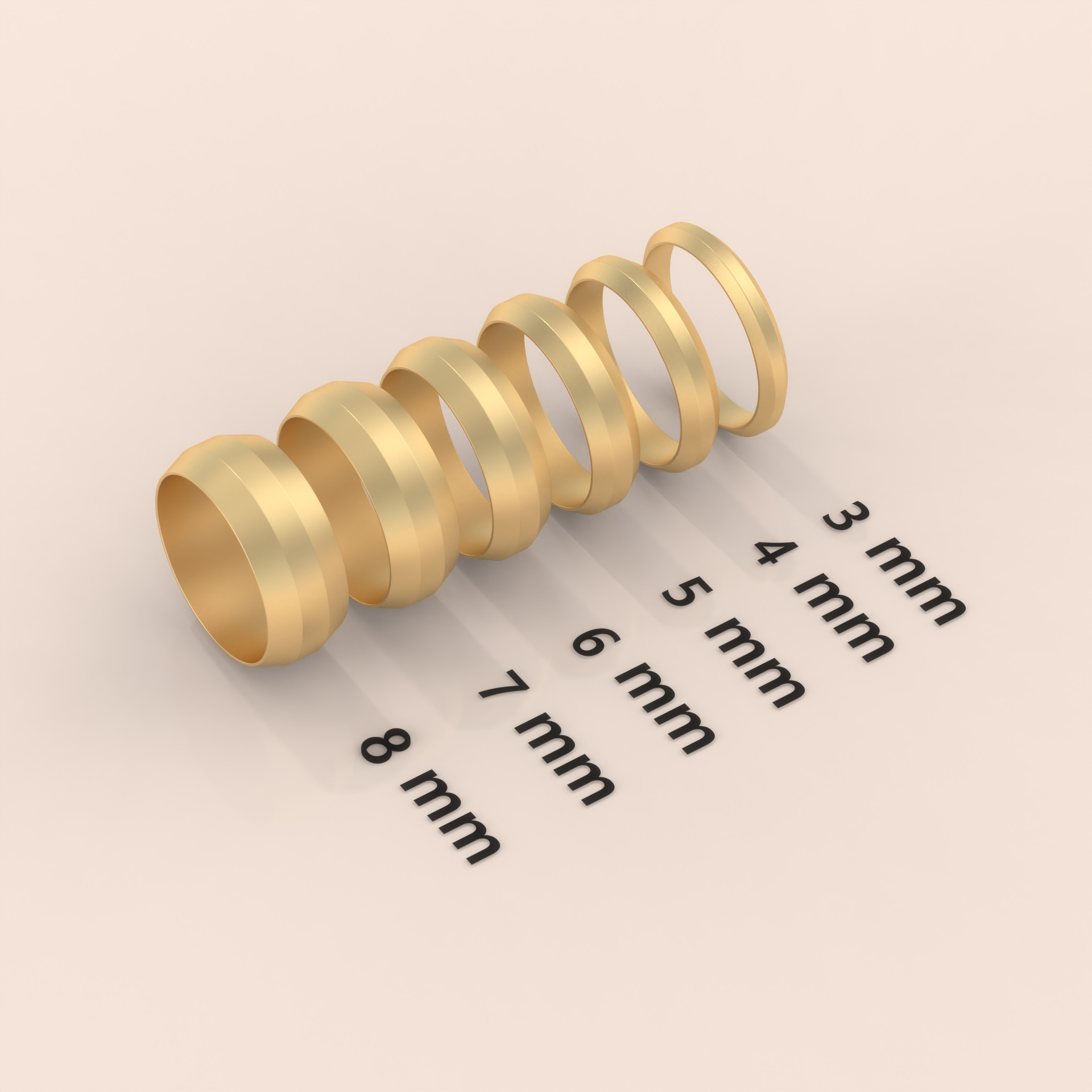 18kt Yellow Gold Men's Wedding Band, 6mm Brushed Solid Gold Ring, Classic Beveled Edge Design
