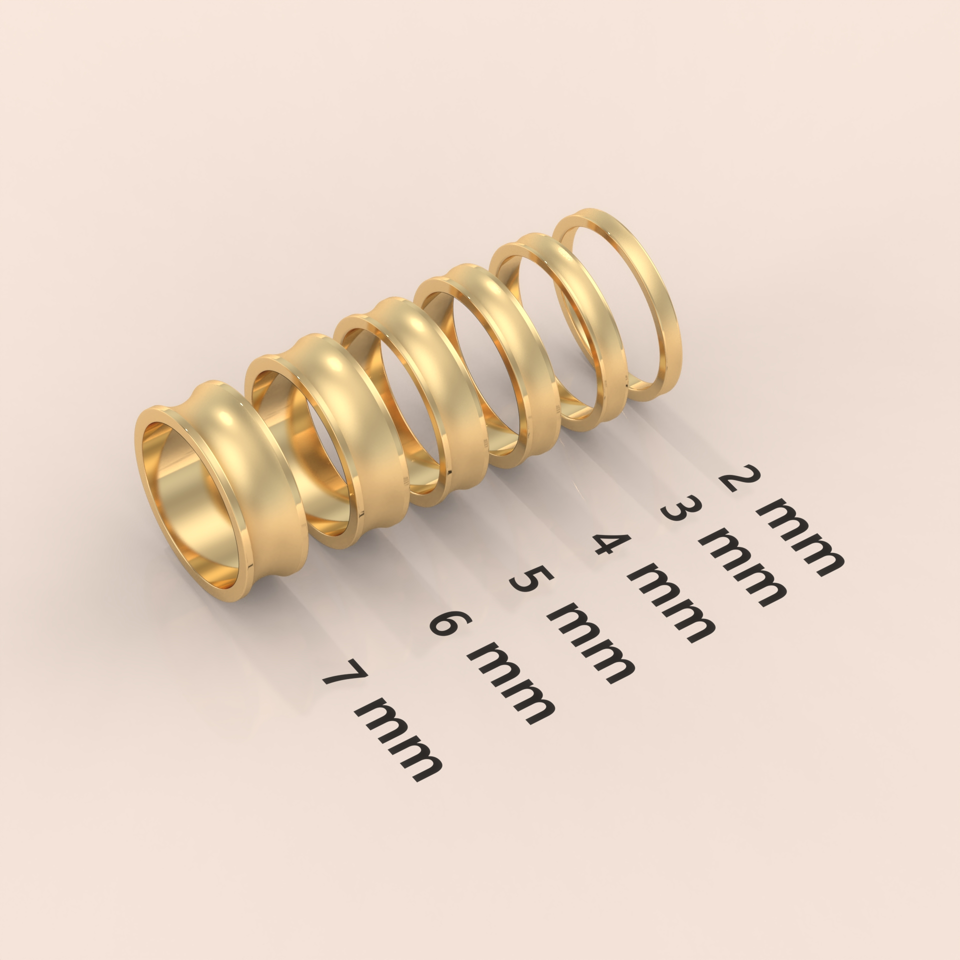 18k Solid Yellow Gold Wedding Band - Beveled-Edge Matte Classic Ring for Men & Women - Simple Plain Wedding Band