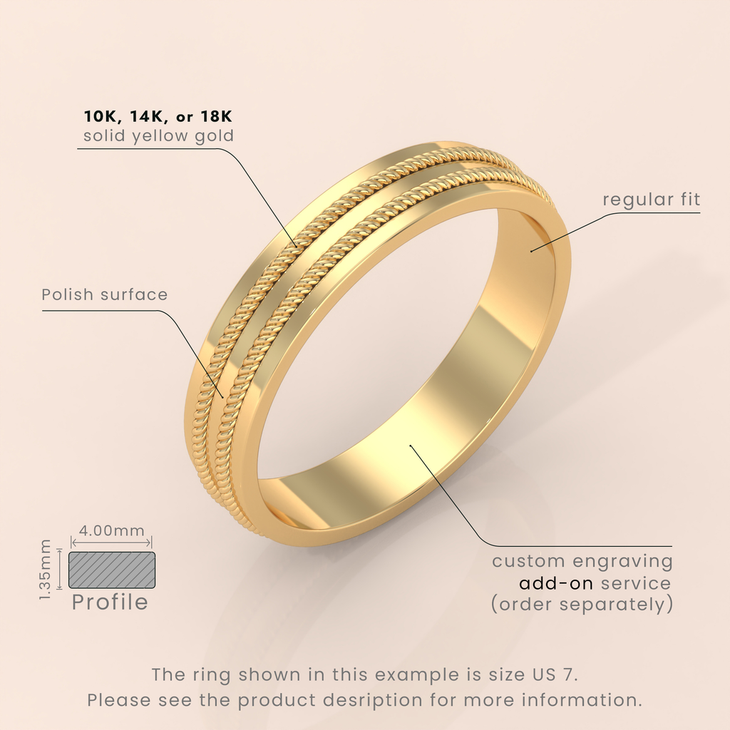 18k Gold Wedding Band for Men – Tungsten Carbide Ring, Durable Promise Band | Anniversary & Engagement Gift for Him