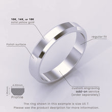 925 Sterling Silver Wedding Band – Beveled Edge Matte Classic Ring for Men & Women – Simple Plain Silver Wedding Band